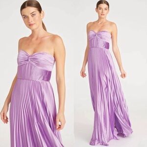 AMUR Stef Strapless Pleated Maxi Dress Formal Gown Purple